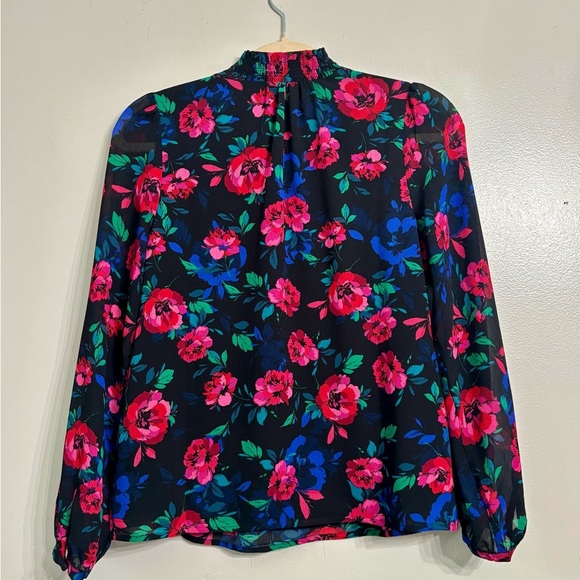 J Crew button front blouse collar floral cottagecore long sleeve petite medium - Picture 7 of 10